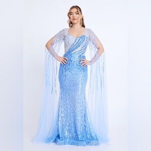 Stunning light blue and silver embellished evening gown ✨ Size 18 New with Tags